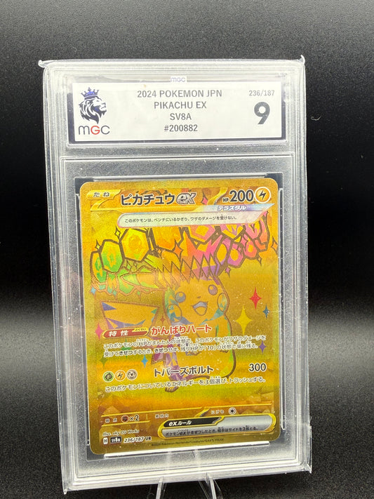 Pikachu ex 236/187 Gold Secret Rare – Japanese SV8a | MGC 9 Graded