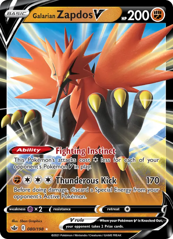 Image of Galarian Zapdos V Chilling Reign (CRE) #080